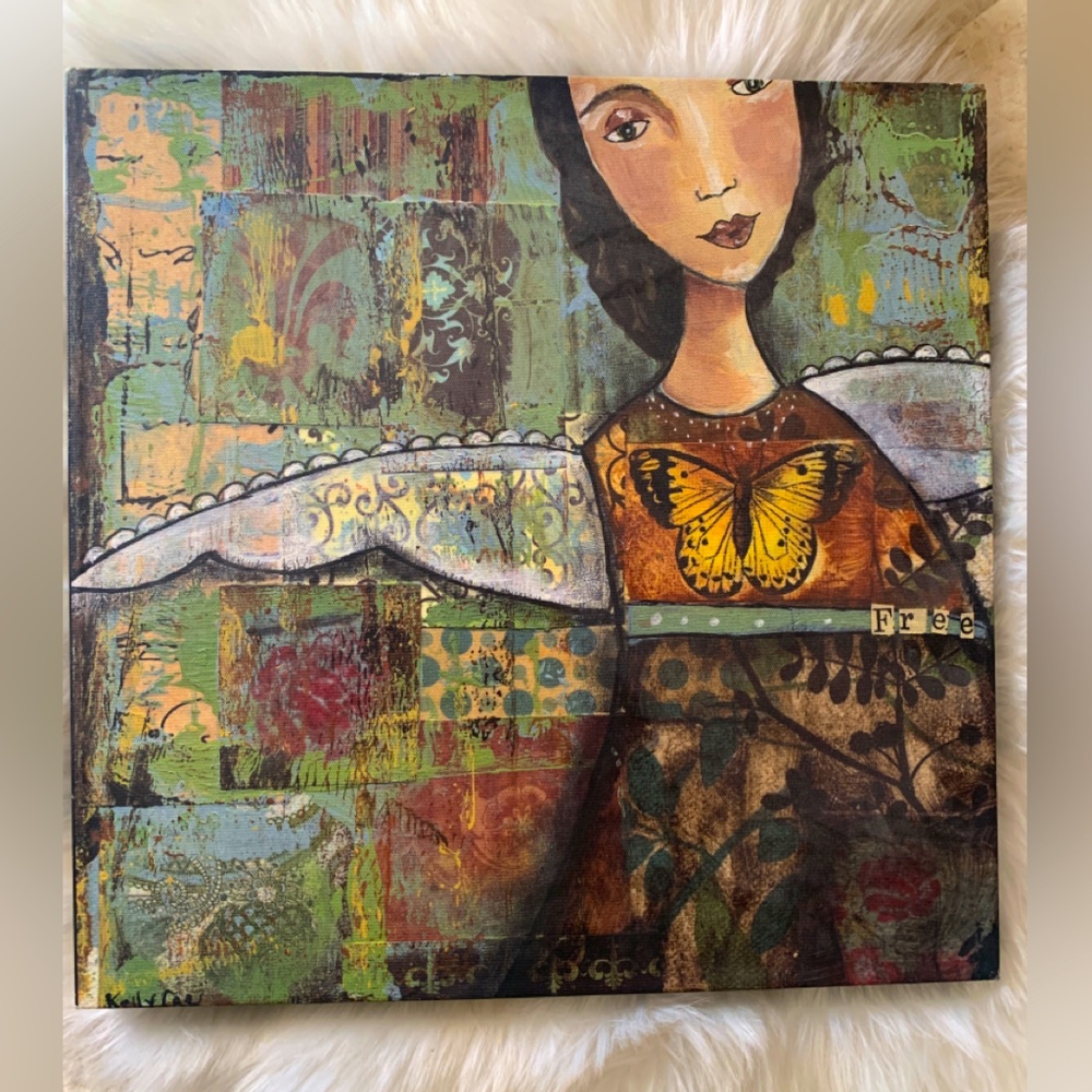 Wall art by artist Kelly Rae Roberts, mixed media printed on a plaque.